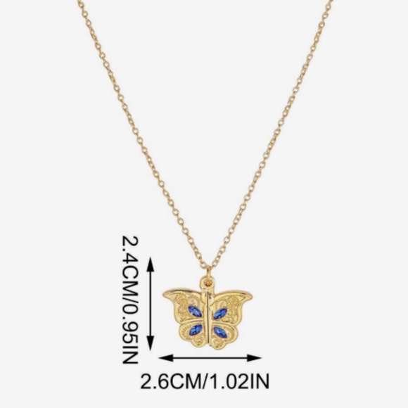 Butterfly Locket Gold Color Opens "I Love You" Heart Inside - Chain Included - Picture 2 of 5